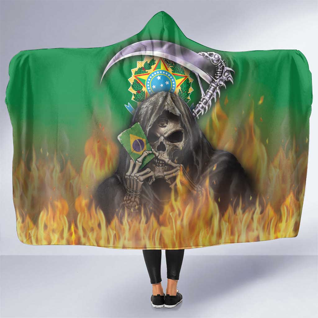 Brazil Hoodie Hooded Blanket Brazil Reaper Skull Fire