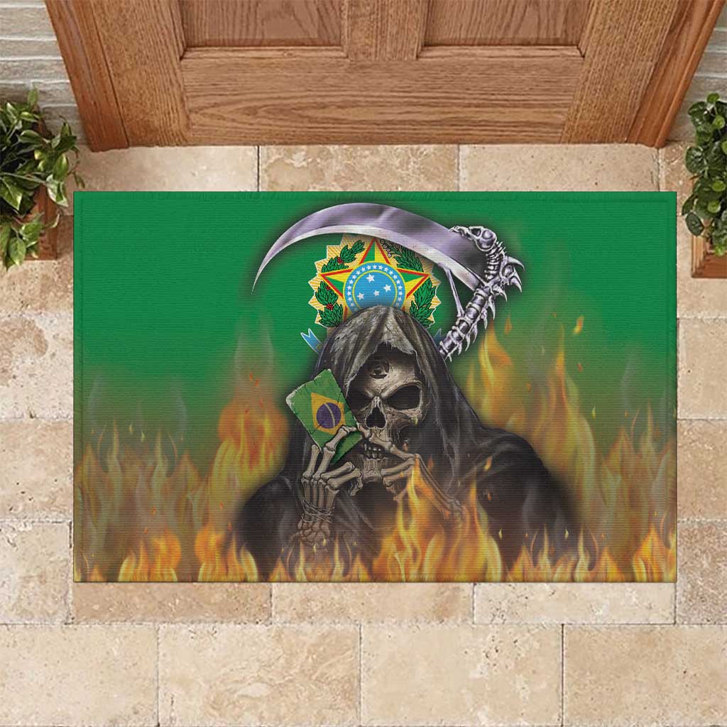 Brazil Hoodie Rubber Doormat Brazil Reaper Skull Fire