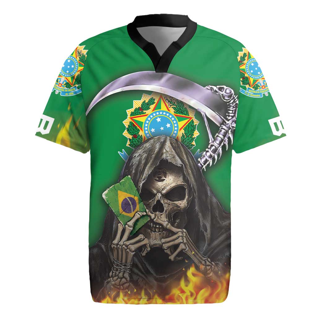 Brazil Hoodie Rugby Jersey Brazil Reaper Skull Fire