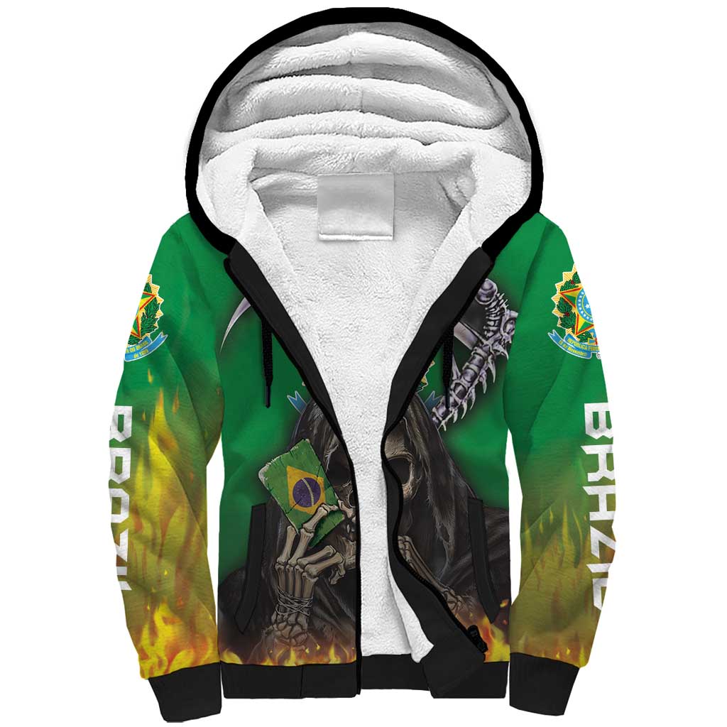 Brazil Hoodie Sherpa Hoodie Brazil Reaper Skull Fire