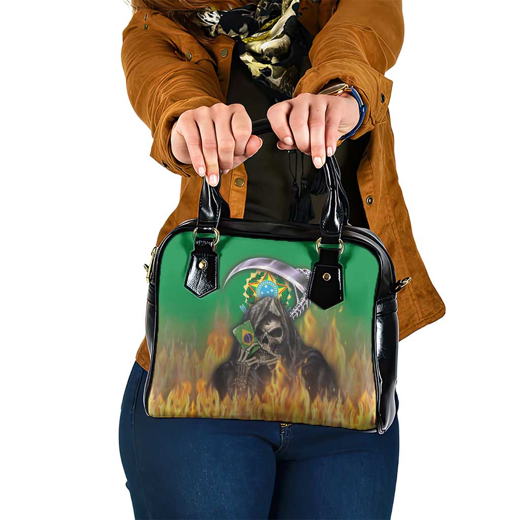 Brazil Hoodie Shoulder Handbag Brazil Reaper Skull Fire