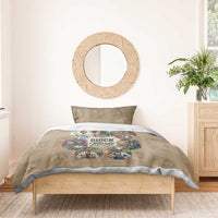 Beige duvet cover with 'The Black Minds Behind Progress' artwork and one matching pillow