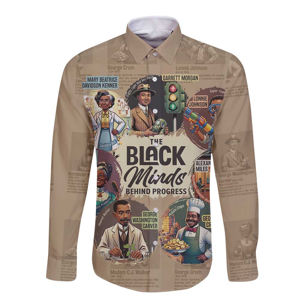 Unisex beige long-sleeve button shirt with large front graphic panel
