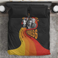 Black bedding set with civil rights leaders graphic on duvet and matching pillowcases
