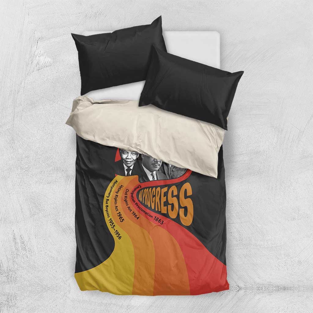 Black and white bedding set with civil rights leaders graphic duvet and two pillowcases