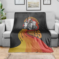 Black “No Struggle” blanket with grayscale leaders portrait and “Progress 1863” text