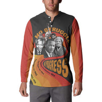 Black button sweatshirt with red sleeves, large 'Struggle' and 'Progress' leaders print