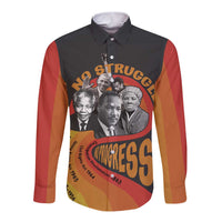 Black long-sleeve button shirt with colorful civil rights leaders front graphic