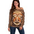 African Mask Printed Mudcloth Off Shoulder Sweater - Wonder Print Shop