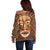 African Mask Printed Mudcloth Off Shoulder Sweater - Wonder Print Shop