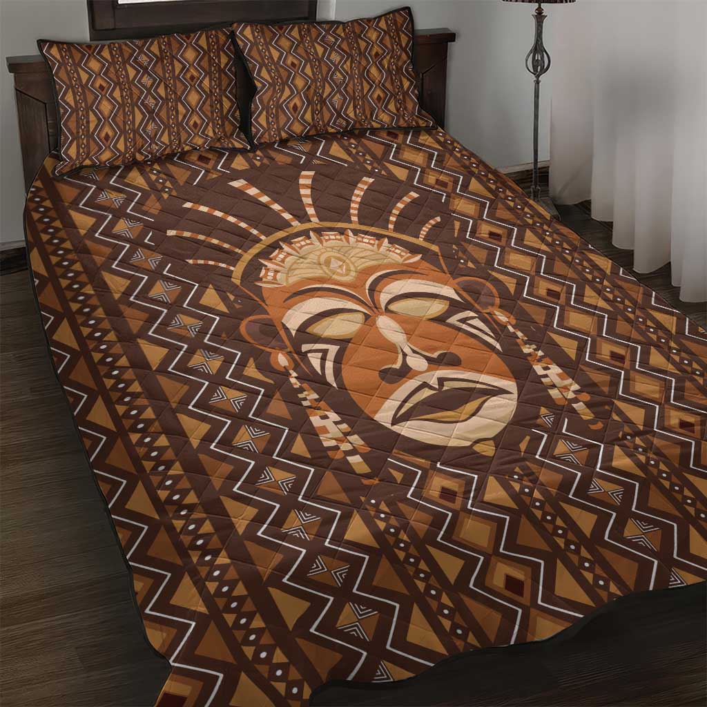 African Mask Printed Mudcloth Quilt Bed Set - Wonder Print Shop