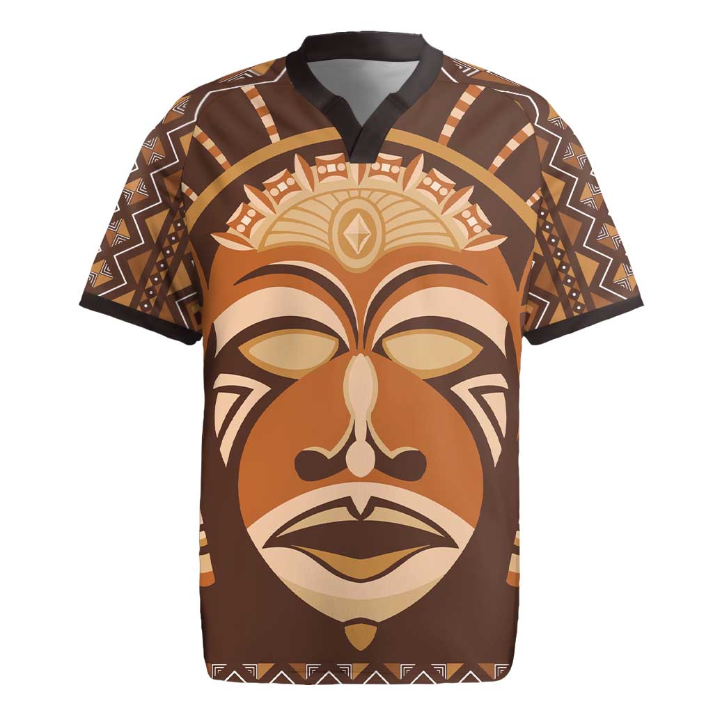 African Mask Printed Mudcloth Rugby Jersey - Wonder Print Shop