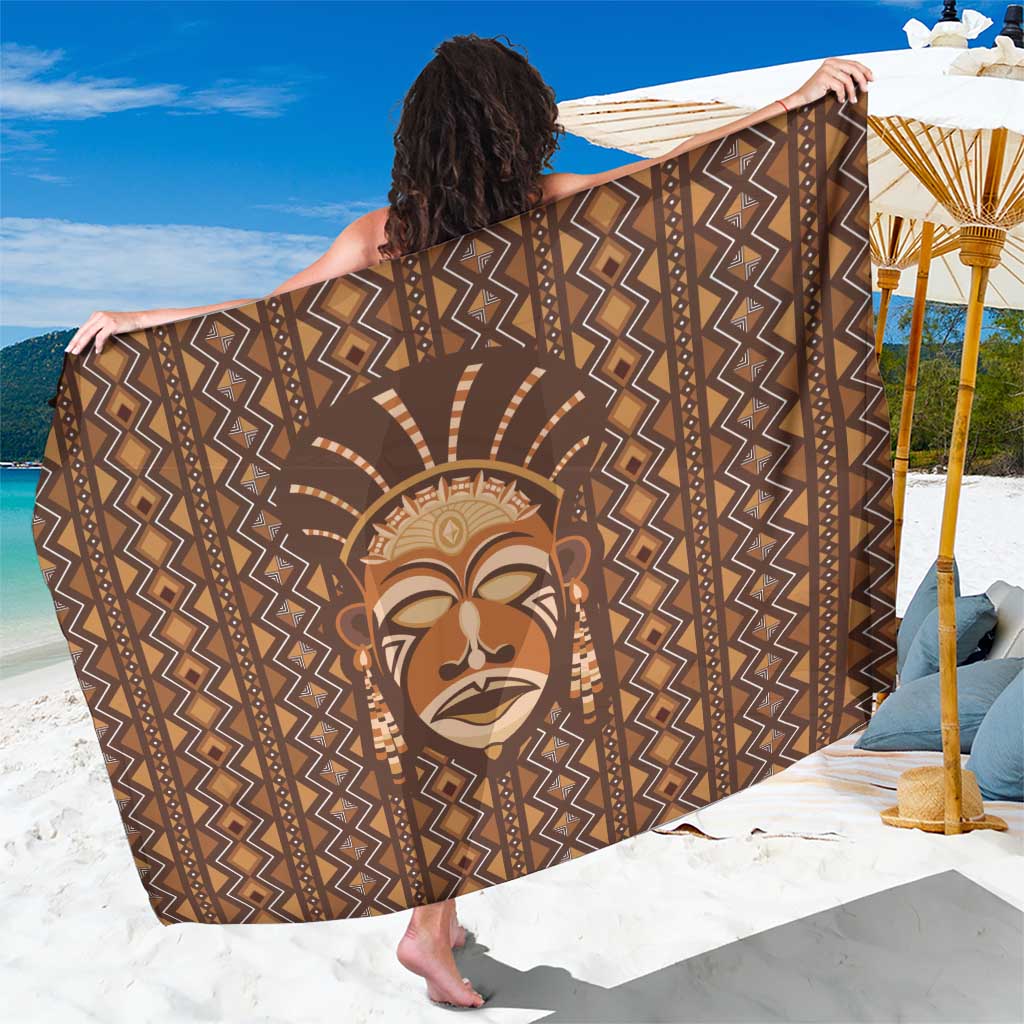 African Mask Printed Mudcloth Sarong