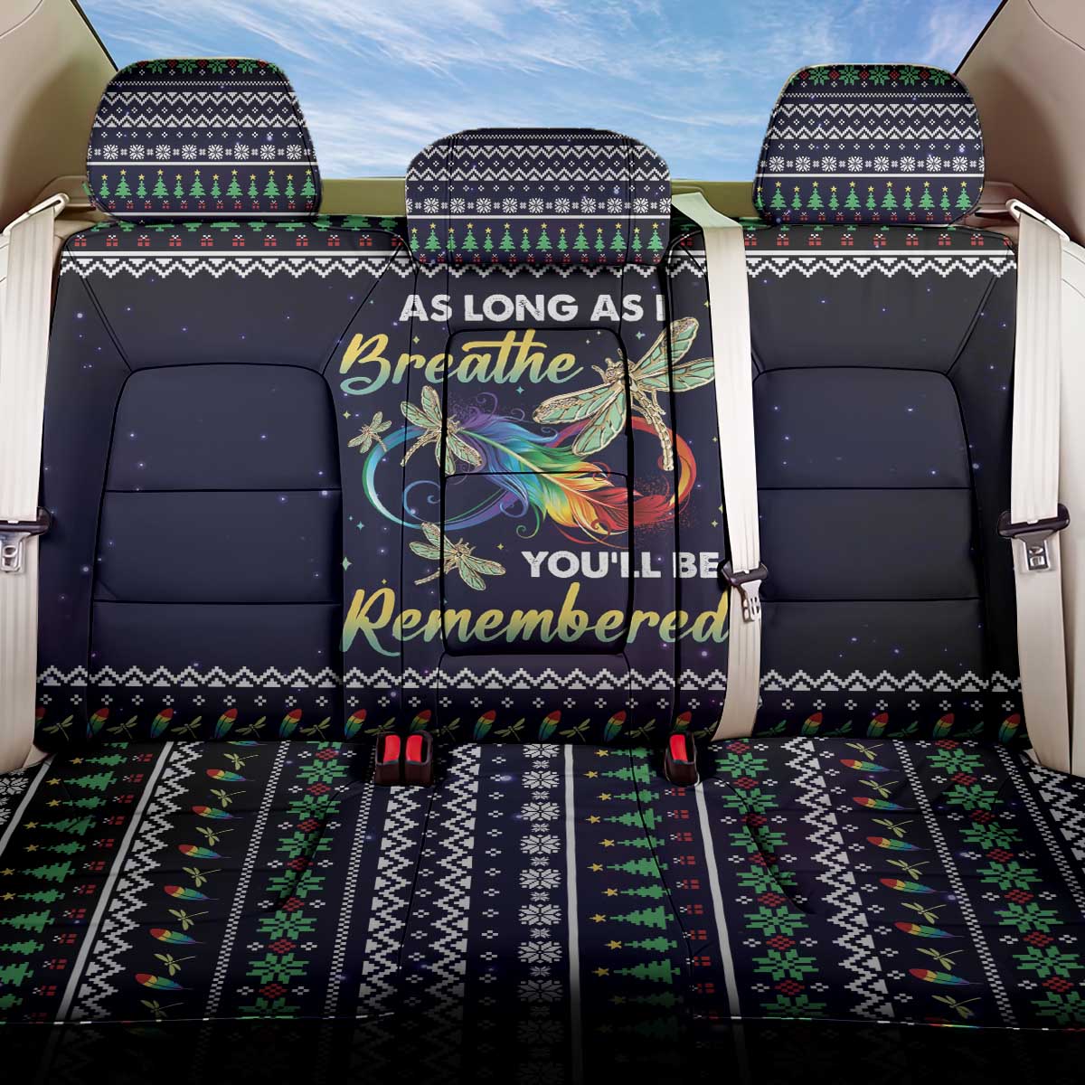 Dragonfly Angel Back Car Seat Cover As Long As I Breathe You'll Be Remembered - Wonder Print Shop