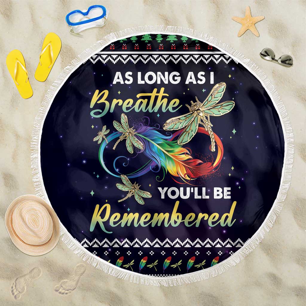 Dragonfly Angel Beach Blanket As Long As I Breathe You'll Be Remembered - Wonder Print Shop