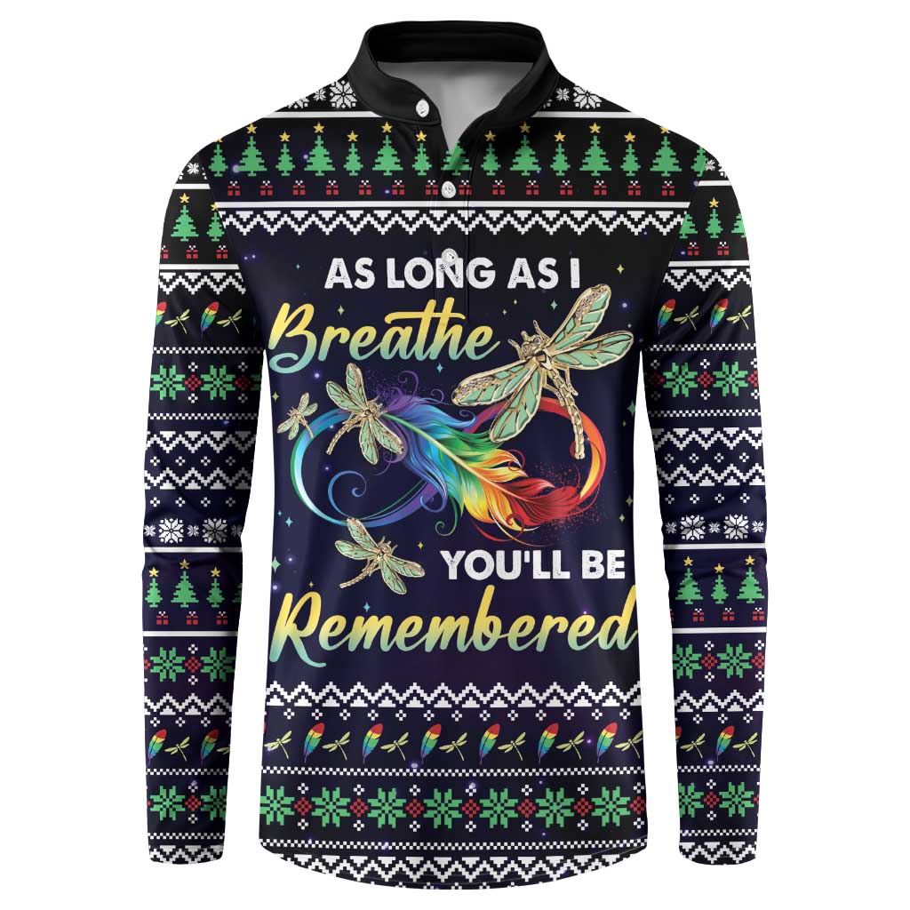 Dragonfly Angel Button Sweatshirt As Long As I Breathe You'll Be Remembered - Wonder Print Shop