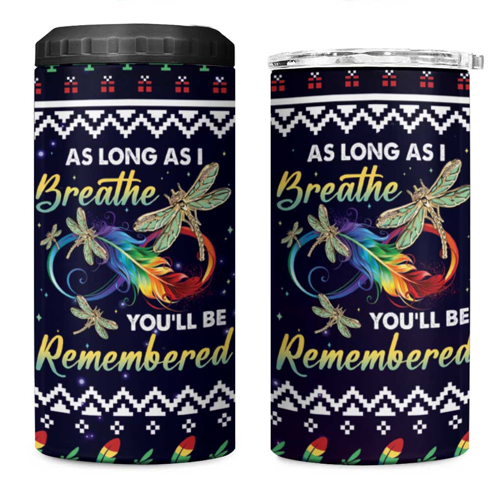 Dragonfly Angel 4 in 1 Can Cooler Tumbler As Long As I Breathe You'll Be Remembered - Wonder Print Shop