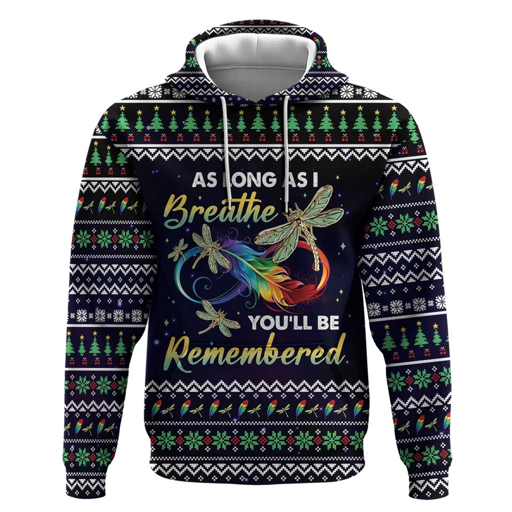 Dragonfly Angel Hoodie As Long As I Breathe You'll Be Remembered