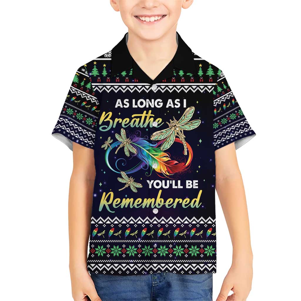 Dragonfly Angel Kid Hawaiian Shirt As Long As I Breathe You'll Be Remembered