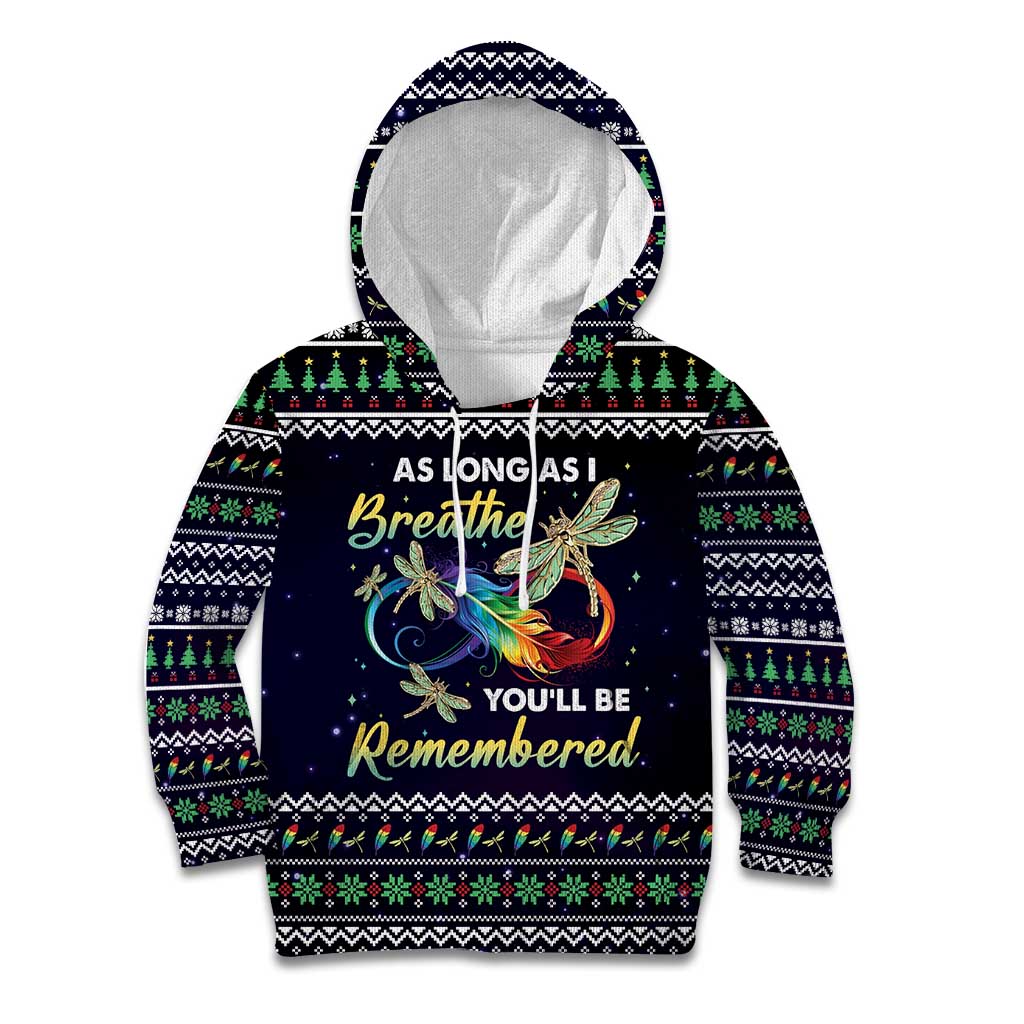 Dragonfly Angel Kid Hoodie As Long As I Breathe You'll Be Remembered