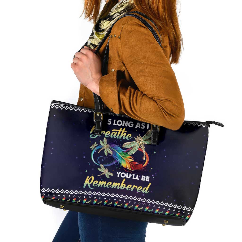 Dragonfly Angel Leather Tote Bag As Long As I Breathe You'll Be Remembered