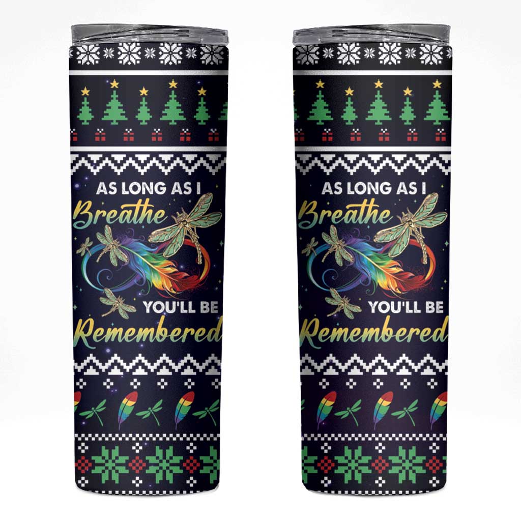 Dragonfly Angel Skinny Tumbler As Long As I Breathe You'll Be Remembered