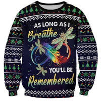 Unisex black sweatshirt with dragonfly angel front graphic and festive pattern