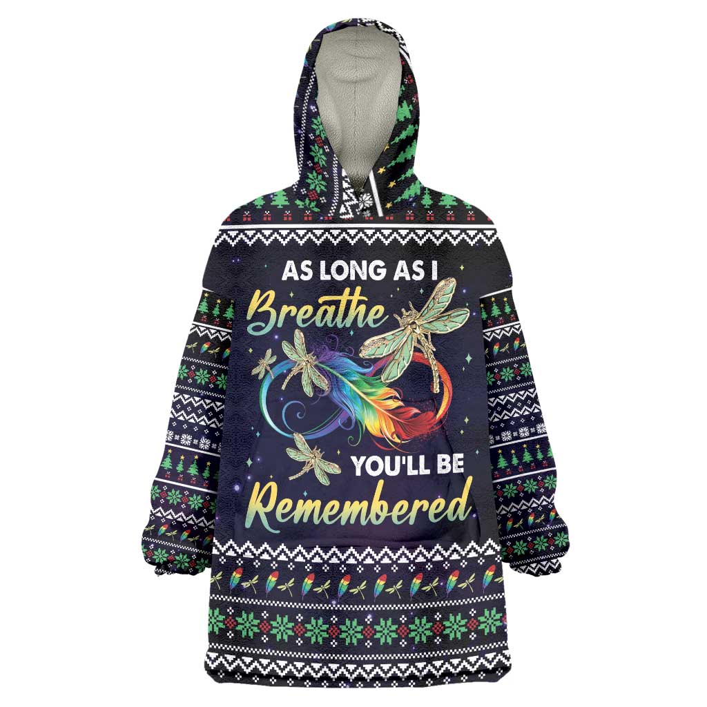 Dragonfly Angel Wearable Blanket Hoodie As Long As I Breathe You'll Be Remembered