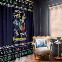 Black curtain panels with dragonfly angel artwork and “As long as I breathe” text