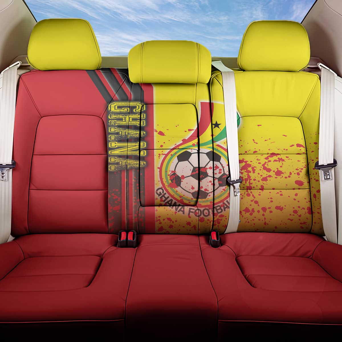 Ghana Football Back Car Seat Cover Black Stars Soccer - Road To Champion - Wonder Print Shop