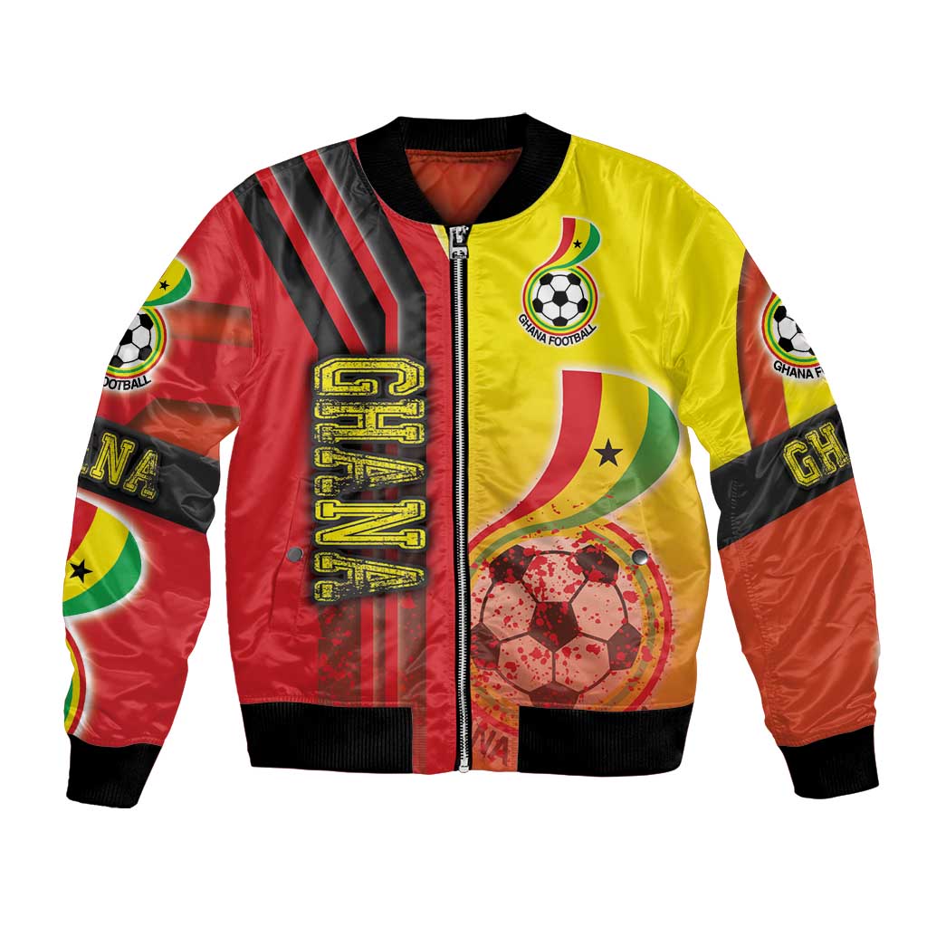 Ghana Football Bomber Jacket Black Stars Soccer - Road To Champion - Wonder Print Shop