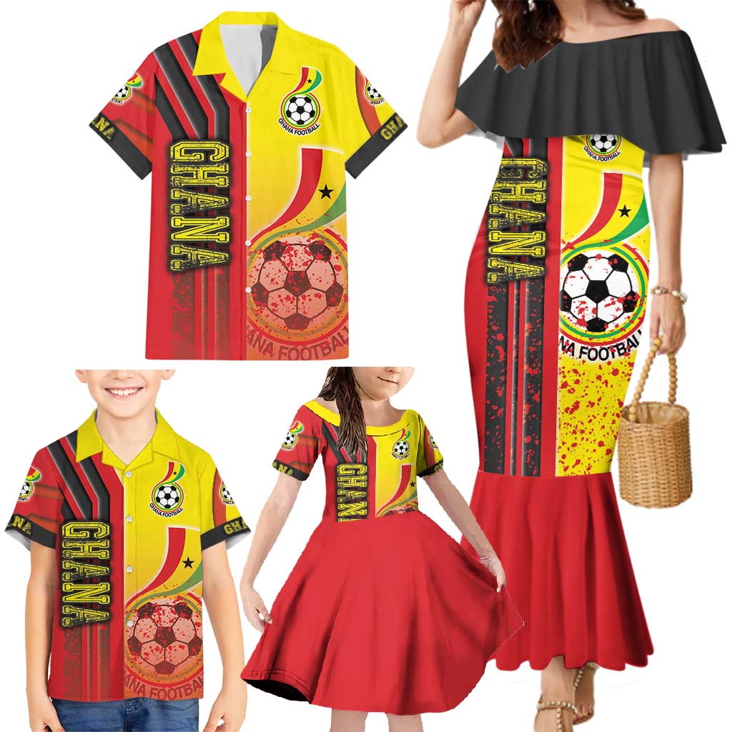 Ghana Football Family Matching Mermaid Dress and Hawaiian Shirt Black Stars Soccer - Road To Champion - Wonder Print Shop