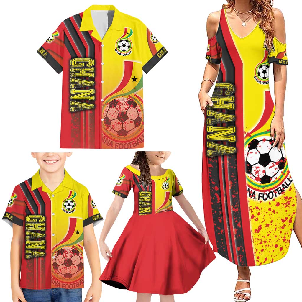 Ghana Football Family Matching Summer Maxi Dress and Hawaiian Shirt Black Stars Soccer - Road To Champion - Wonder Print Shop