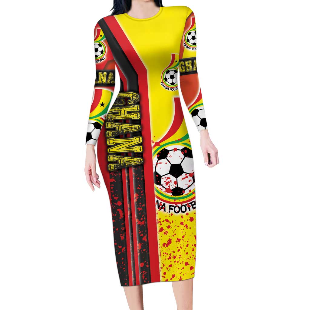 Ghana Football Long Sleeve Bodycon Dress Black Stars Soccer - Road To Champion - Wonder Print Shop