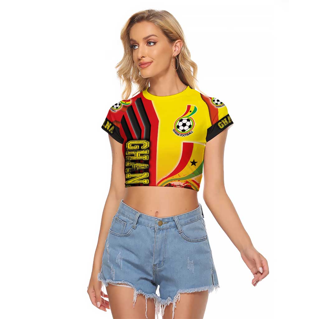 Ghana Football Raglan Cropped T Shirt Black Stars Soccer - Road To Champion - Wonder Print Shop