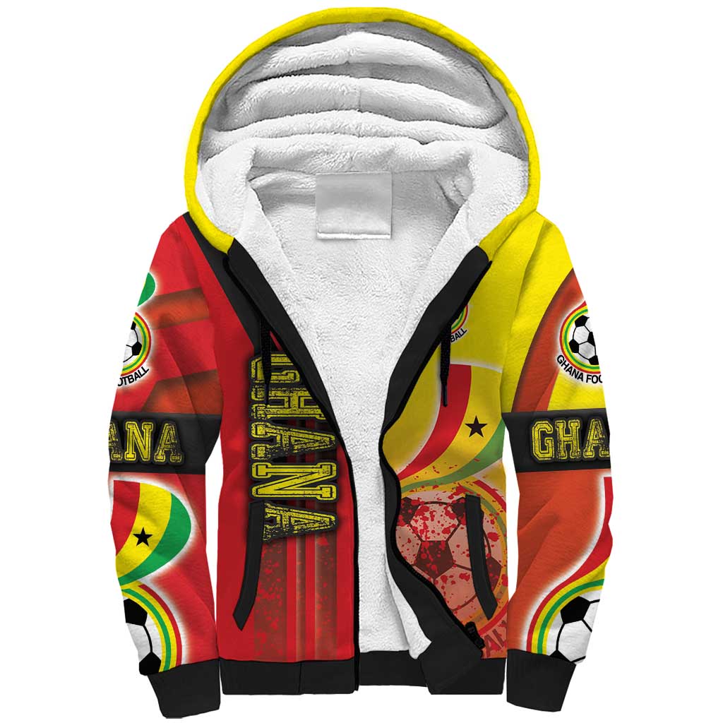 Ghana Football Sherpa Hoodie Black Stars Soccer - Road To Champion - Wonder Print Shop