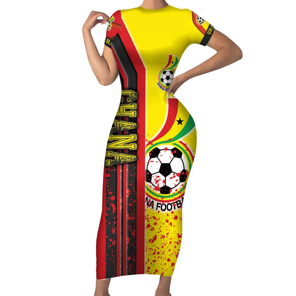 Ghana Football Short Sleeve Bodycon Dress Black Stars Soccer - Road To Champion - Wonder Print Shop