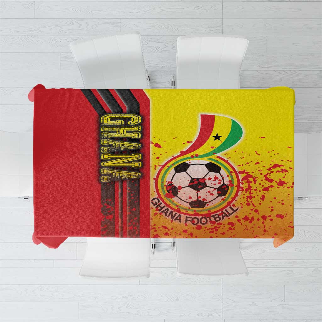 Soccer tablecloth with Ghana Football graphic, red and yellow design, rectangular shape