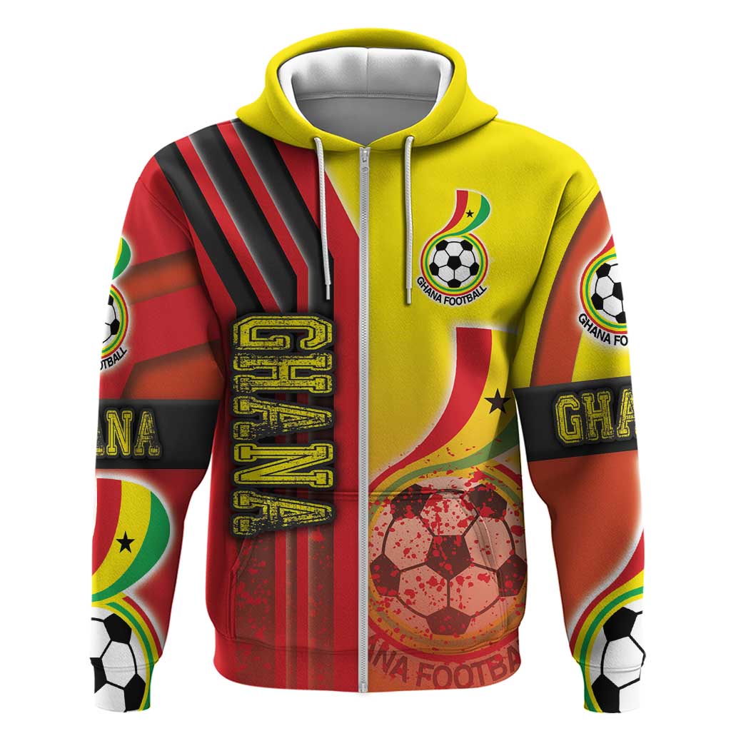 Ghana Football Zip Hoodie Black Stars Soccer - Road To Champion - Wonder Print Shop