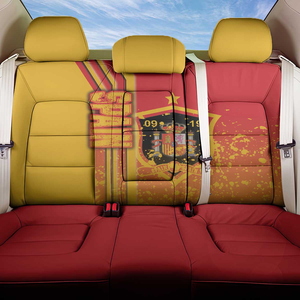 Spain Football Back Car Seat Cover La Roja Soccer - Road To Champion - Wonder Print Shop