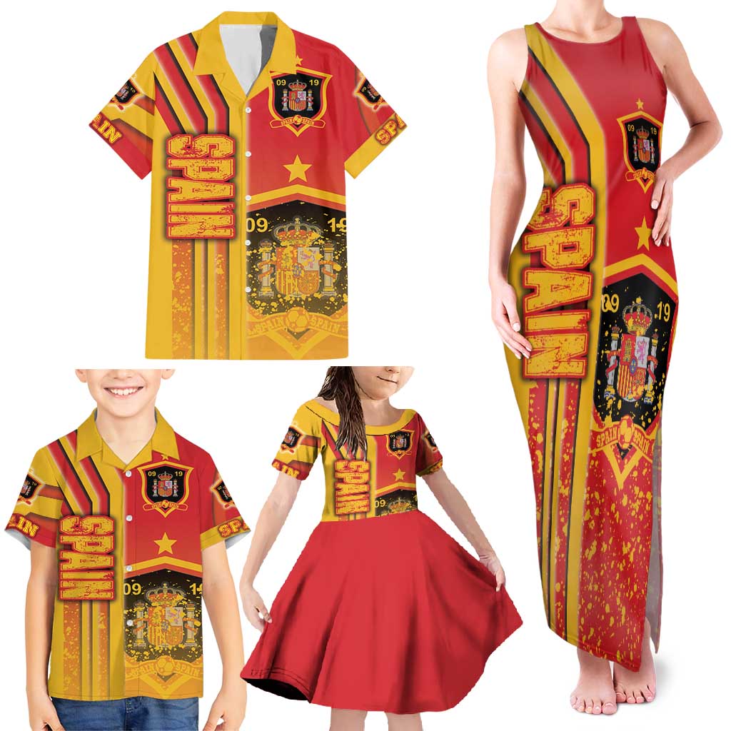 Spain Football Family Matching Tank Maxi Dress and Hawaiian Shirt La Roja Soccer - Road To Champion - Wonder Print Shop