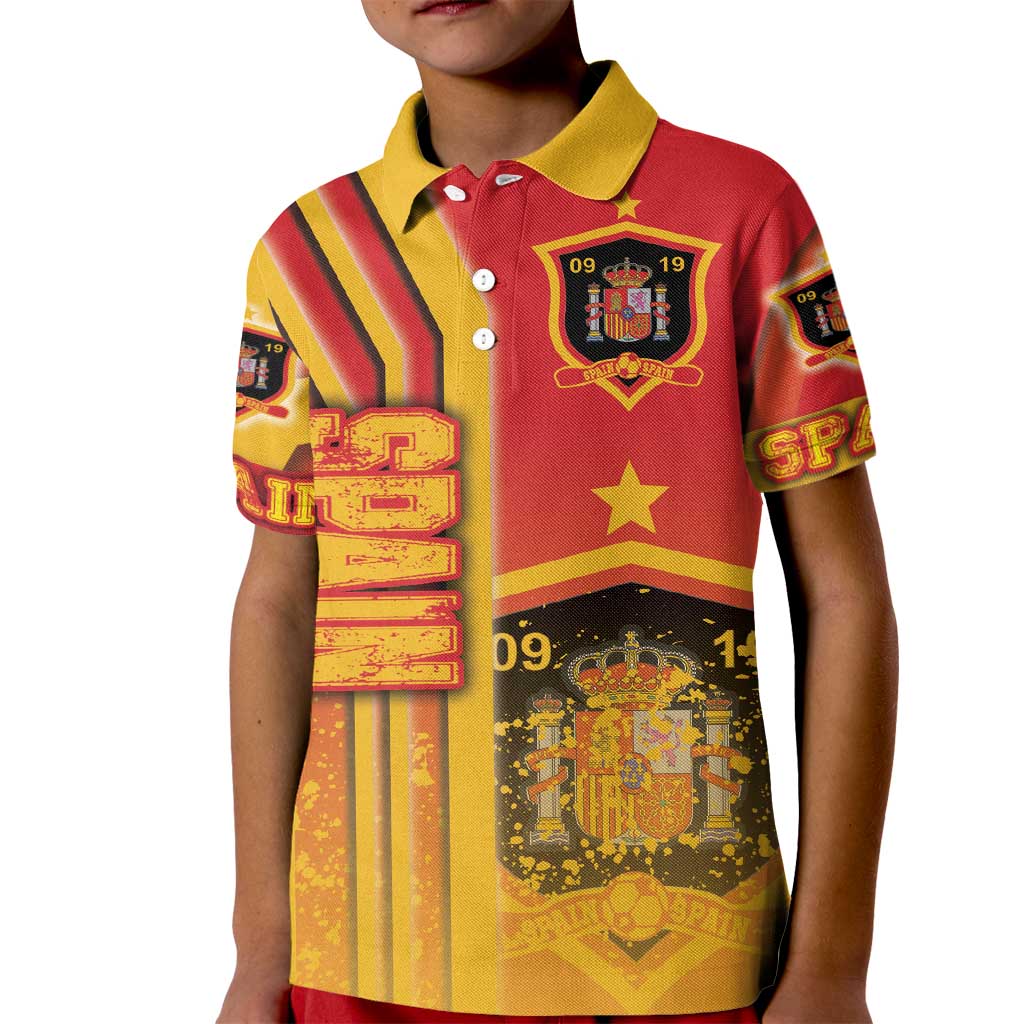 Spain Football Kid Polo Shirt La Roja Soccer - Road To Champion - Wonder Print Shop