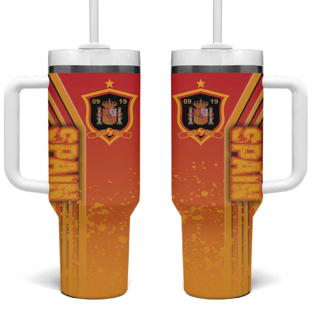 Spain Football Tumbler With Handle La Roja Soccer - Road To Champion - Wonder Print Shop