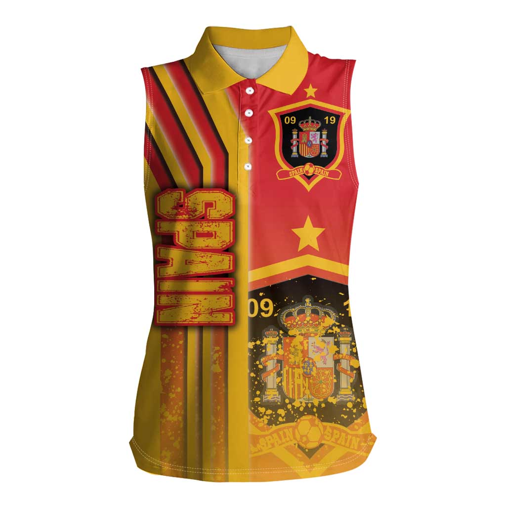 Spain Football Women Sleeveless Polo Shirt La Roja Soccer - Road To Champion - Wonder Print Shop