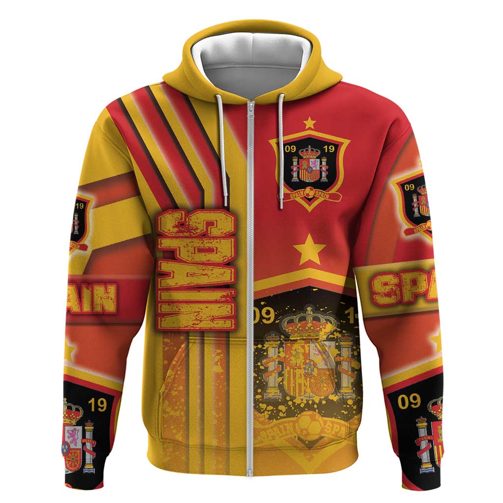 Spain Football Zip Hoodie La Roja Soccer - Road To Champion - Wonder Print Shop