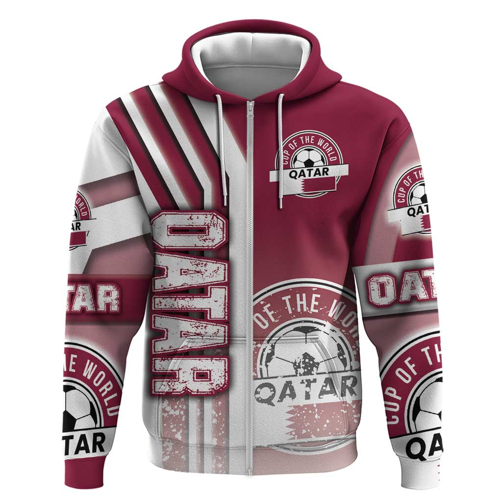 Qatar Football Zip Hoodie The Maroons Soccer - Road To Champion - Wonder Print Shop