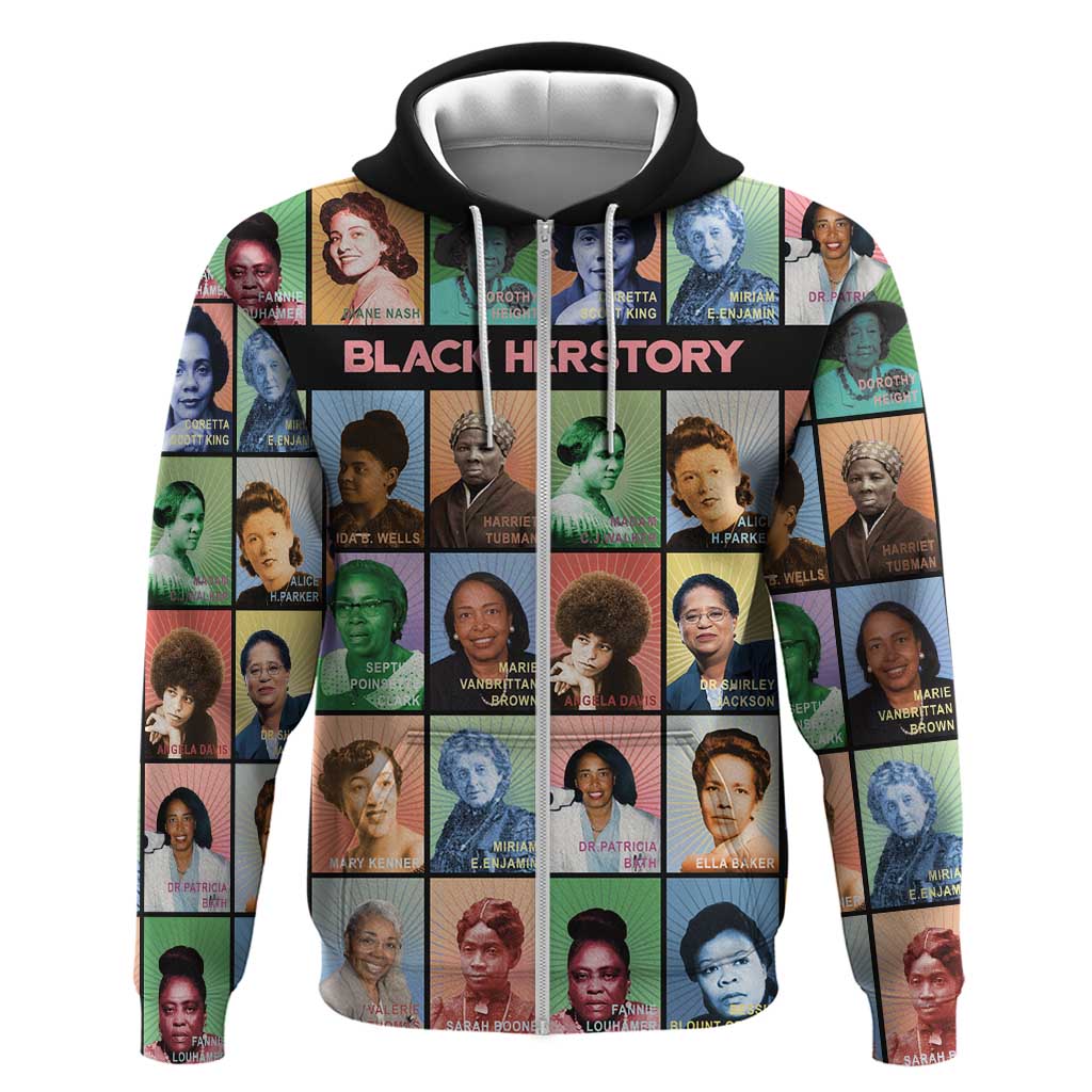 Black Herstory Zip Hoodie The History Of African Women - Wonder Print Shop