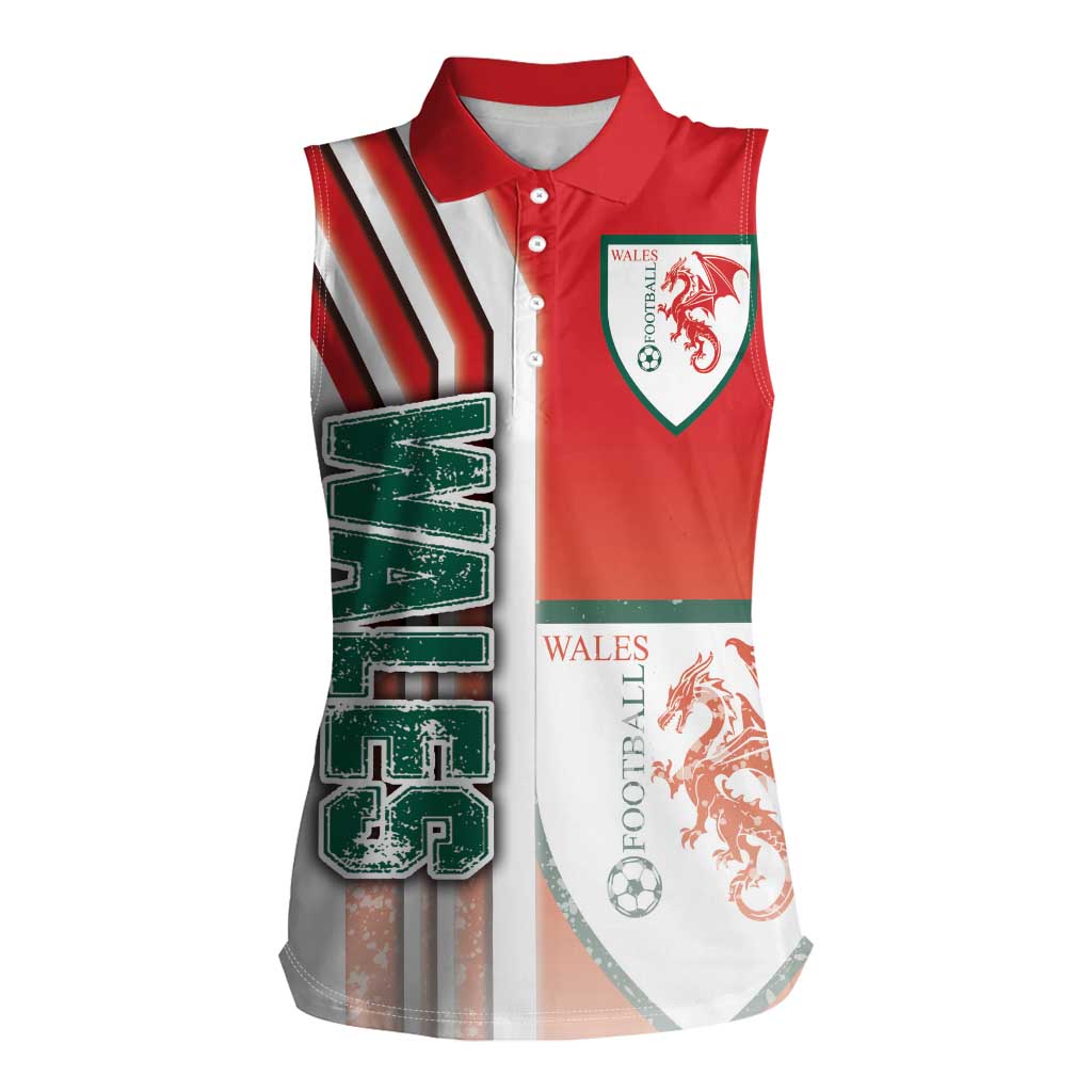 Wales Football Women Sleeveless Polo Shirt The Dragons Soccer - Road To Champion