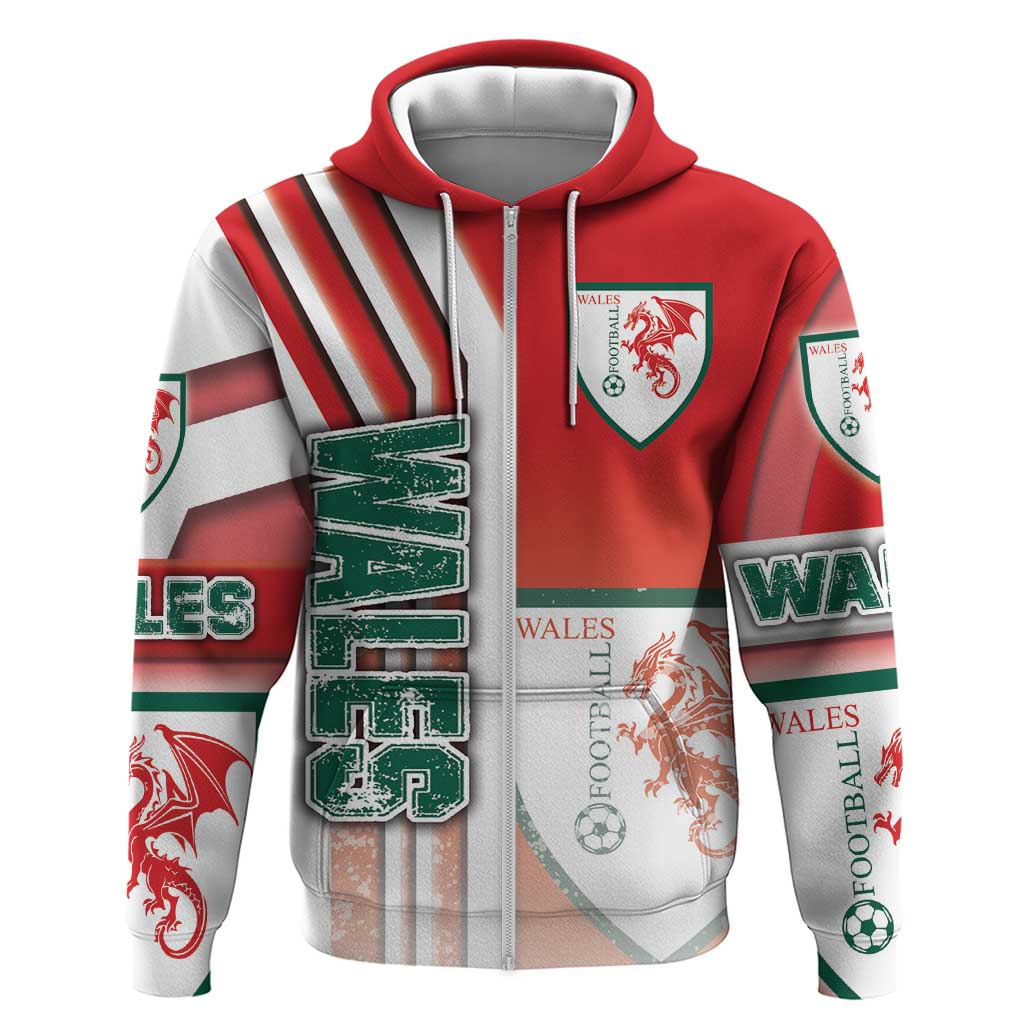 Wales Football Zip Hoodie The Dragons Soccer - Road To Champion