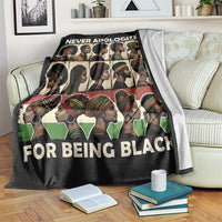 Black throw blanket with African portrait collage and “FOR BEING BLACK” text